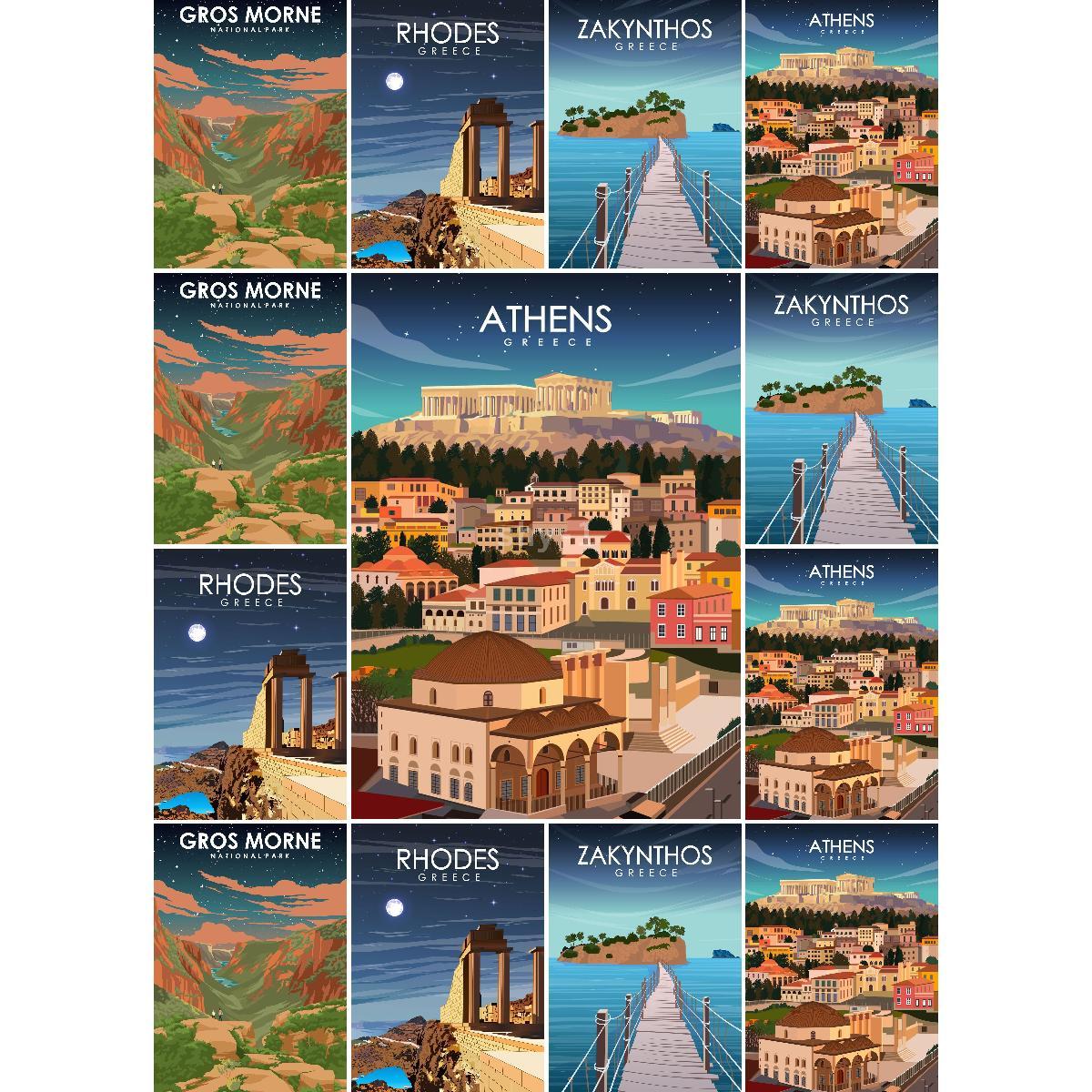 Vintage Athens Greece Travel P - Vintage Collectible Posters recension och pris
