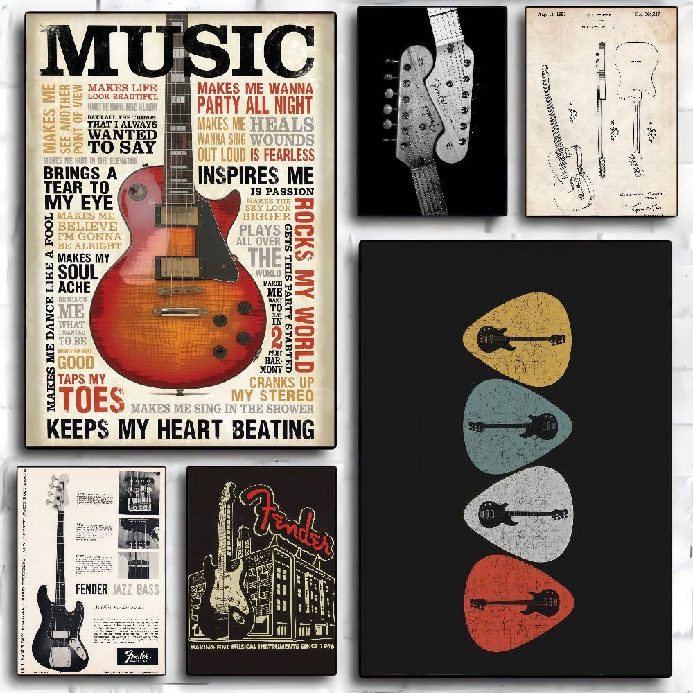 Guitar Collection Self-adhesiv - Vintage Collectible Posters recension och pris