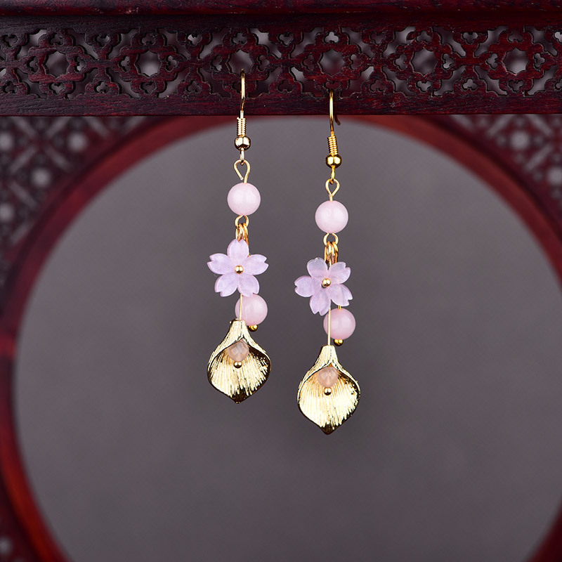 Pink Natural Jade Flower Earri - Vintage Jewelry Collection recension och pris
