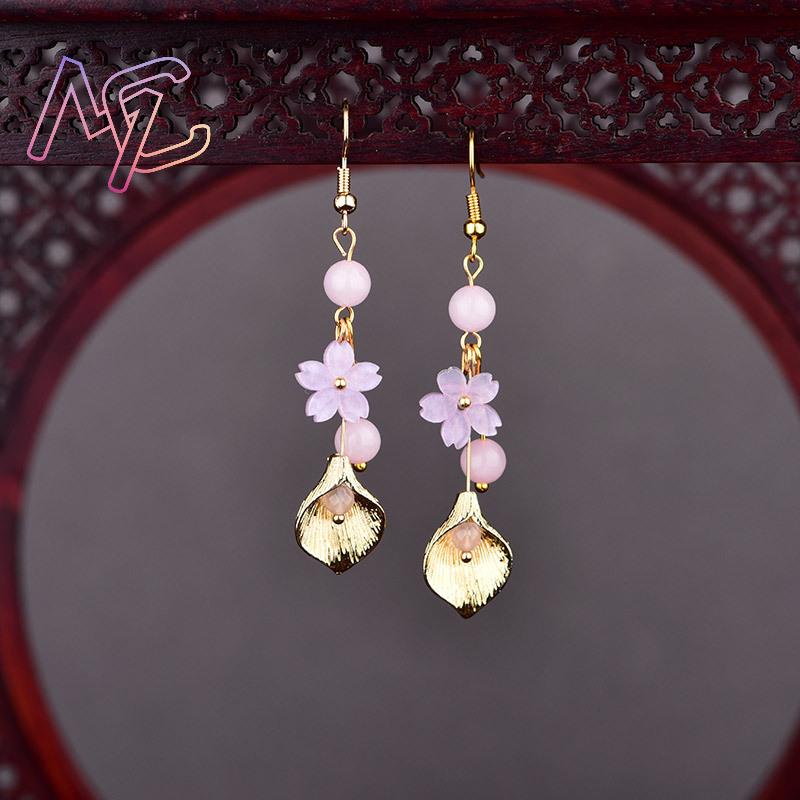Pink Natural Jade Flower Earri - Vintage Jewelry Collection recension och pris
