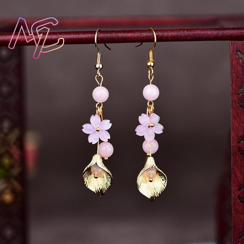 Pink Natural Jade Flower Earri - Vintage Jewelry Collection recension och pris
