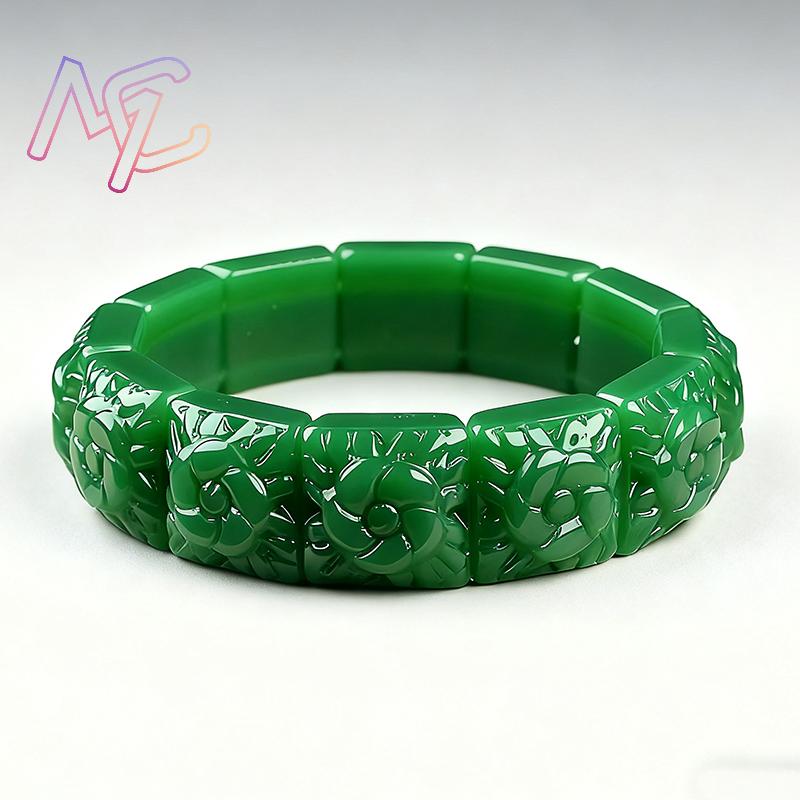 Real Jade Flower Bracelet Bang - Vintage Jewelry Collection recension och pris