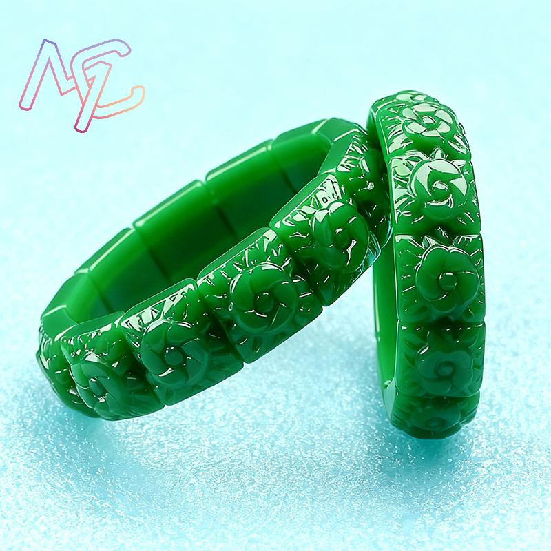 Real Jade Flower Bracelet Bang - Vintage Jewelry Collection recension och pris
