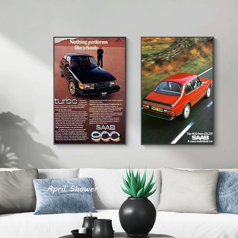 Classic Vintage Saab 900 Turbo - Vintage Collectible Posters recension och pris